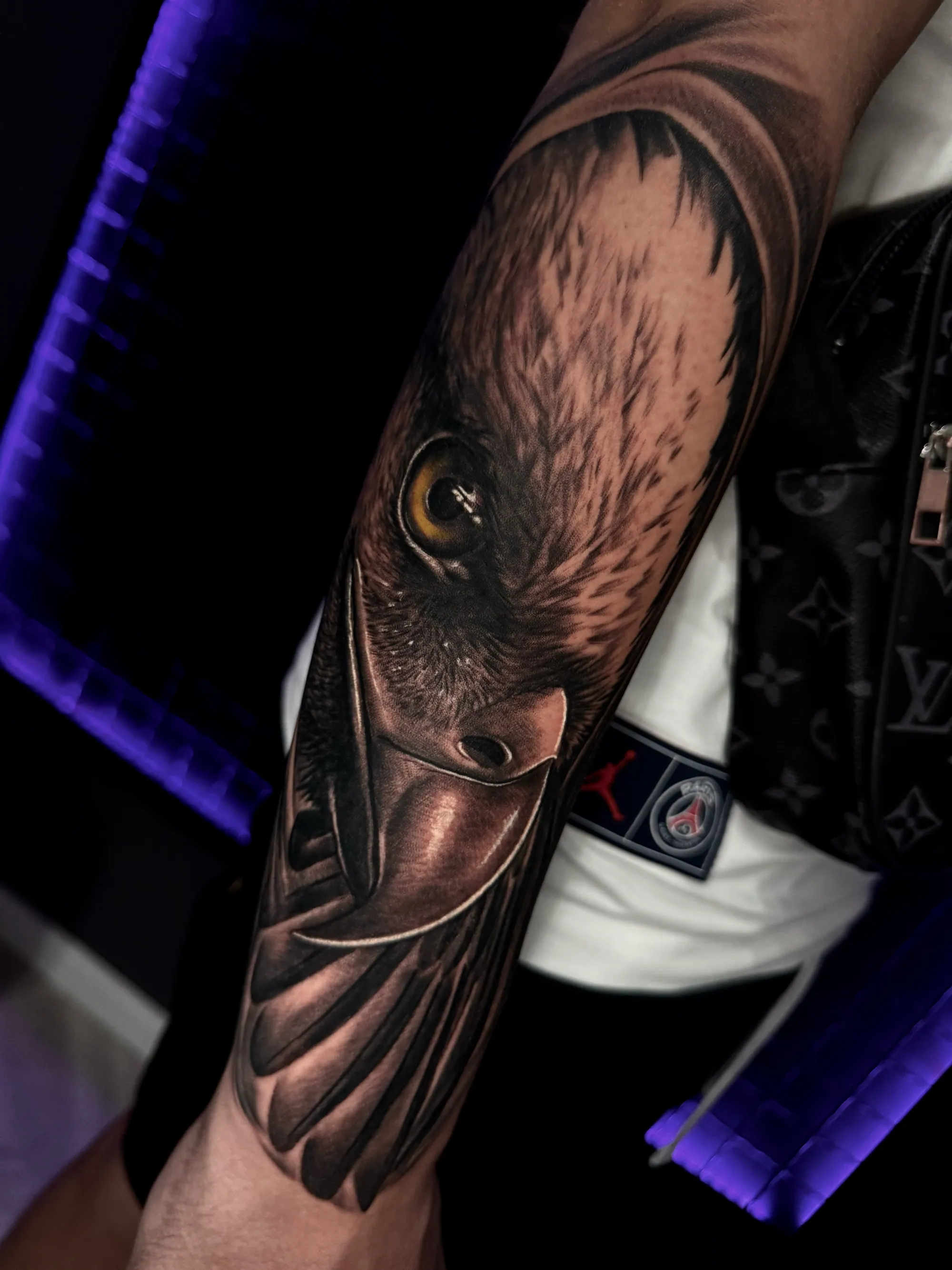 Realistična tetovaža orlove glave krupnog plana sa fokusom na oko  i kljun, Dropz Tattoo Studio Niš